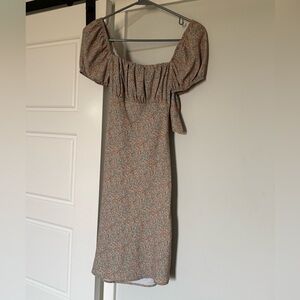 Altar'd State Floral Midi Dress with Puff Sleeves